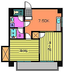コーポ益 4階2DKの間取り