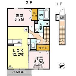 サクシードＭ 2階2LDKの間取り