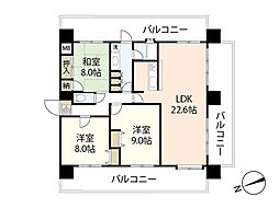ロイヤルヒルズ白島 13階3LDKの間取り