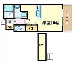 金屋町グランデ 11階ワンルームの間取り