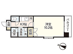 グランヴェルジェ中須I 2階1Kの間取り