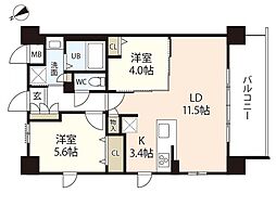 （仮称）第4コーポ大場 4階2LDKの間取り