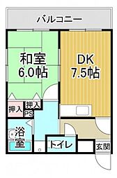 アーバンネクスト 5階1DKの間取り