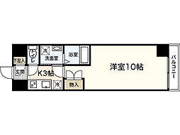 リラックス三篠町ビル 6階1Kの間取り