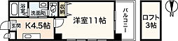 第13平勝ビル 4階1Kの間取り