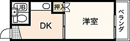 メゾン昭和町 4階ワンルームの間取り