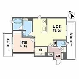 セントラル山田 3階1LDKの間取り