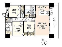 ウイング三滝観音台 2SLDKの間取図画像