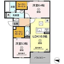 セジュール玉木E 2LDKの間取図画像