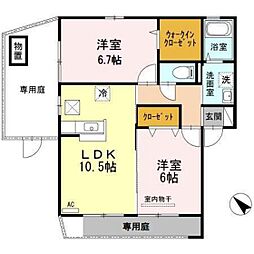 リッツハウスA 2LDKの間取図画像
