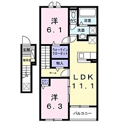 グリュンヴェルデ 2LDKの間取図画像