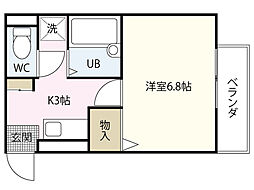 アイビル 1Kの間取図画像