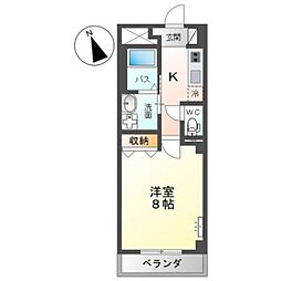 ベイリー舟入本町 1Kの間取図画像