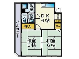 ルボワール美の里 2DKの間取図画像