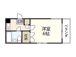 リーブ羽衣 1Kの間取図画像