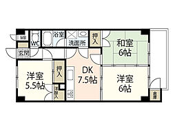 サンコーポ真 3DKの間取図画像