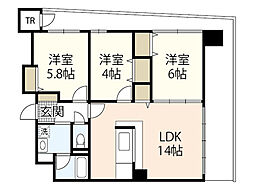 クイーンズパレス土橋 3LDKの間取図画像