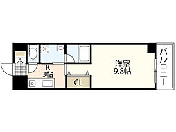 フェリスグランド舟入中町 1Kの間取図画像