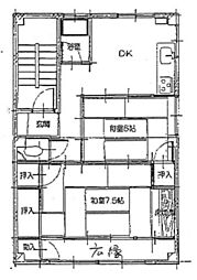 石本ビル 2DKの間取図画像