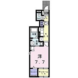 アゲーラ尾長 1Kの間取図画像