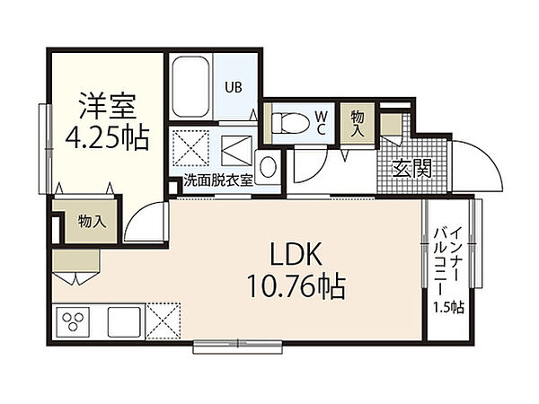 広島県広島市安佐南区祇園2丁目(賃貸アパート1LDK・1階・40.52㎡)の写真 その2