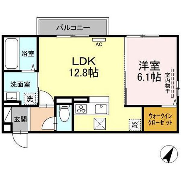 広島県広島市安芸区中野2丁目(賃貸アパート1LDK・2階・46.01㎡)の写真 その2