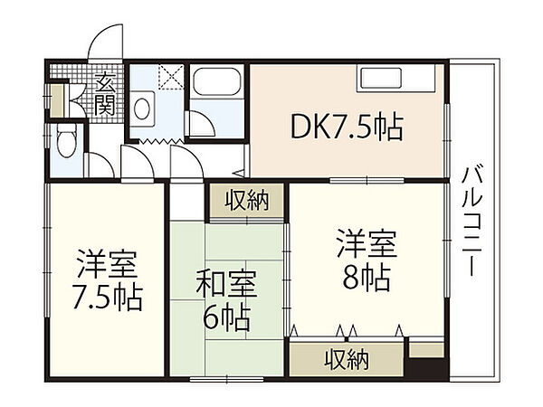 広島県広島市西区古江西町(賃貸マンション3DK・3階・65.07㎡)の写真 その2