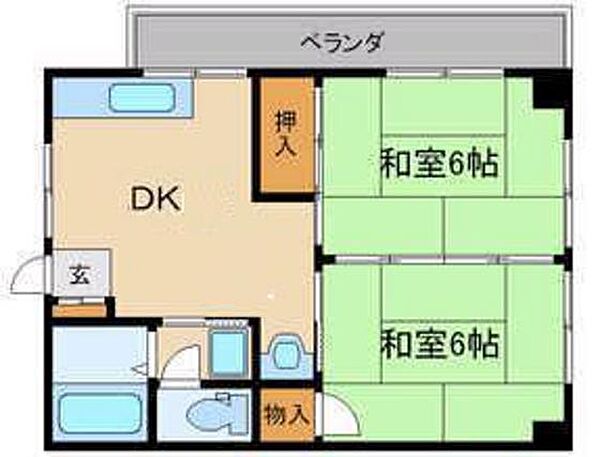 広島県広島市安佐南区古市4丁目(賃貸マンション2DK・2階・41.25㎡)の写真 その2