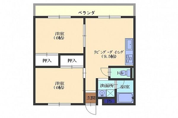 広島県広島市佐伯区五日市7丁目(賃貸マンション2DK・3階・45.40㎡)の写真 その2