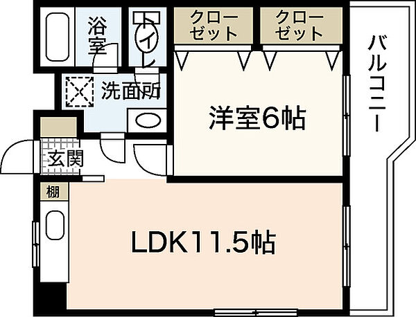 田中ビル ｜広島県広島市西区上天満町(賃貸マンション1LDK・4階・44.90㎡)の写真 その2