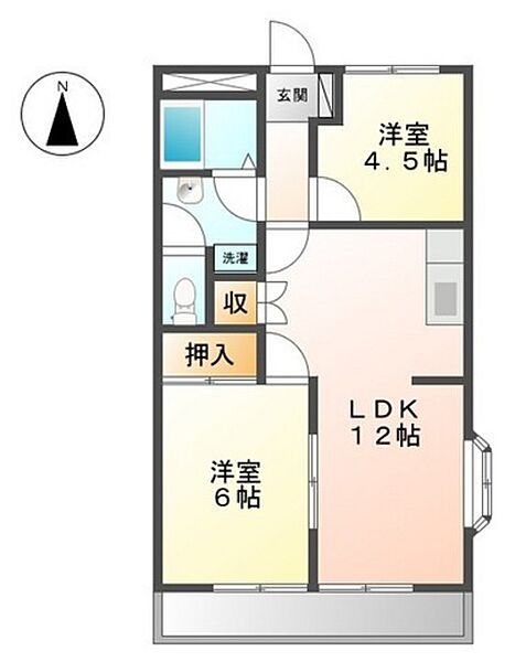 広島県広島市佐伯区五日市町皆賀(賃貸アパート2LDK・1階・48.35㎡)の写真 その2