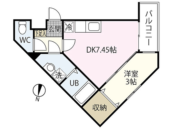 ＭＯＶＥ庚午北壱番館 ｜広島県広島市西区庚午北1丁目(賃貸アパート1DK・3階・28.58㎡)の写真 その2