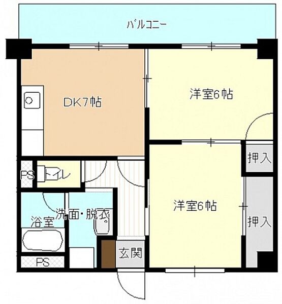 広島県安芸郡府中町本町3丁目(賃貸マンション2DK・3階・46.80㎡)の写真 その2