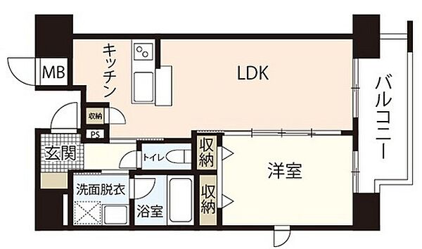 広島県広島市中区西白島町(賃貸マンション1LDK・2階・42.24㎡)の写真 その2