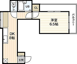 第1木本ビル 1DKの間取図画像