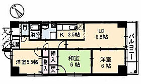 広島県広島市安佐南区古市1丁目（賃貸マンション3LDK・2階・65.29㎡） その2