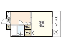 VISTA庚午南 2階1Kの間取り