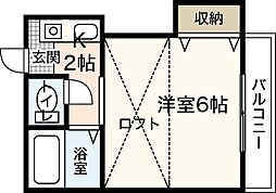 クレスト住吉Ｂ棟 1階1Kの間取り