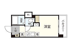 ニューてんま 4階ワンルームの間取り