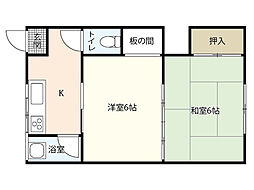 井口荘 1階2Kの間取り