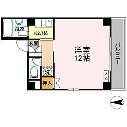 クリスタルビル 2階1Kの間取り