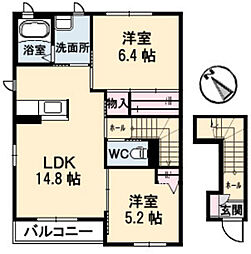 ラ・エスペランサ 2階2LDKの間取り