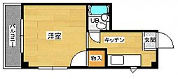 宇品コーポ 5階ワンルームの間取り