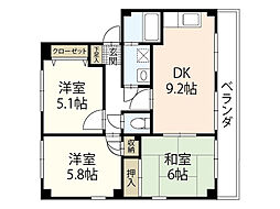 ラ・プラージュ屋代 2階3DKの間取り