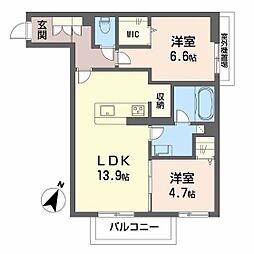 Ｍａｉｓｏｎ　ｄｅ　Ｃｏｌｌｉｎｅ 2階2LDKの間取り