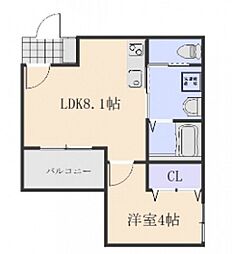 メイユールZAKI　No.12 3階1LDKの間取り