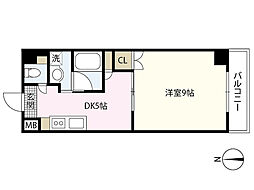 段原ヤマガタビル 4階1DKの間取り