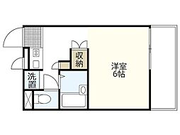 レオパレスアゼリア 2階1Kの間取り