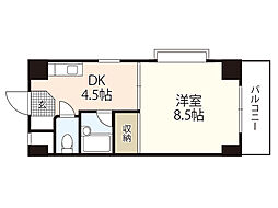 モーニングパーク 5階1DKの間取り