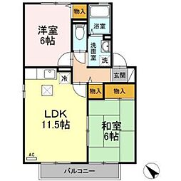 ルミエール小林 1階2LDKの間取り